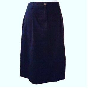 L.L. Bean Vintage 1980s/1990s Twill Navy Midi Skirt